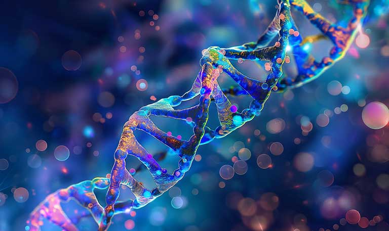 DNA helix in the colors of Rare Disease Day