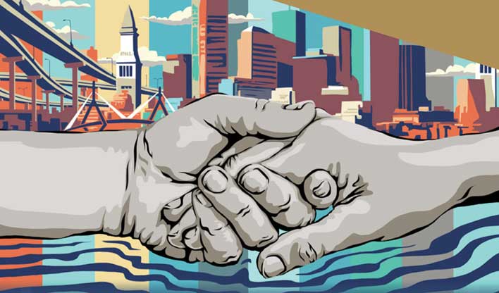 a mural of Boston