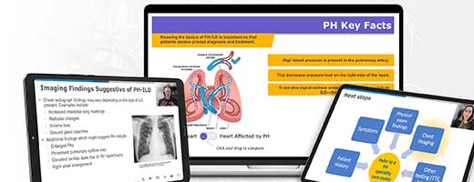 Bridging Specialties®: Timely Diagnosis for PH-ILD assets displayed on tablet screens