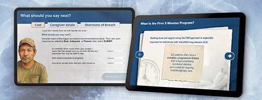 First 5 Minutes®: Compassionate ILD Care module displayed on a tablet screen