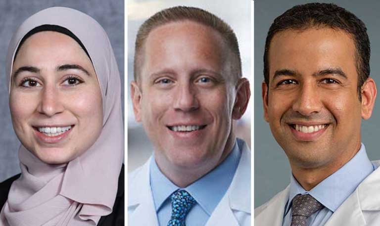 Headshots of Zein Kattih, MD; Jesse Sherratt, DO, FCCP; Vikramjit Mukherjee, MD