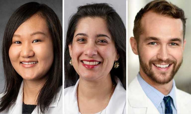 Headshots of Joy Wang, MD; Ashima Sahni, MD, MBBS, FCCP; Nathan C. Nowalk, MD, MS