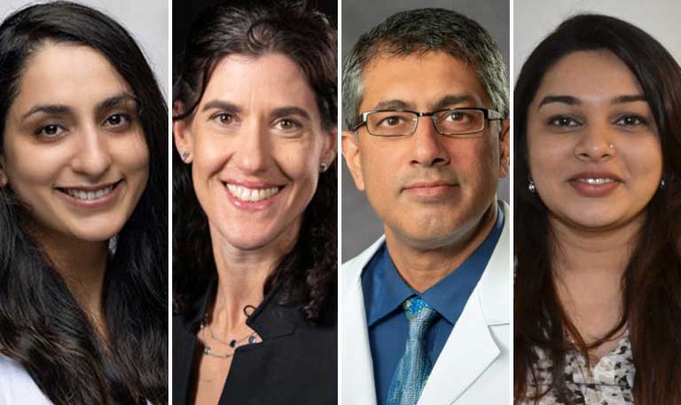 Headshots of Malvika Kaul, MD; Meredith L. Turetz, MD FCCP; Chetana Pendkar, MD, FCCP; Nauman Chaudary, MBBS, FCCP