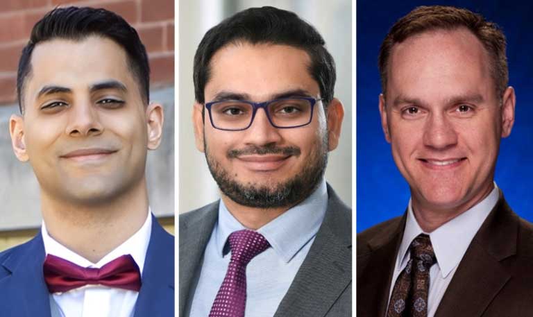 Headshots of Matthew Kheir, MD; Muhammad K. Hayat, MD; Carl Boethel, MD